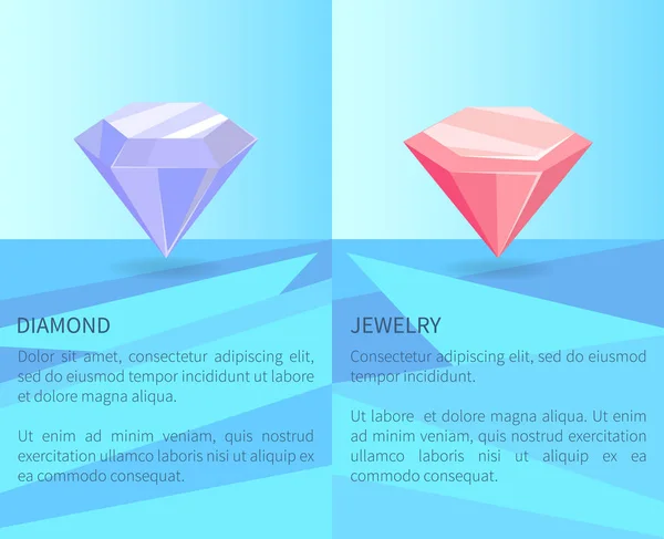 Bijoux en diamant Affiche Texte Brilliants précieux — Image vectorielle