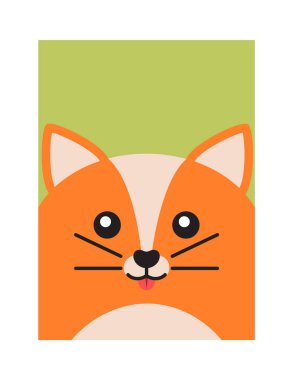 Mutlu Fox, renkli afiş, vektör çizim