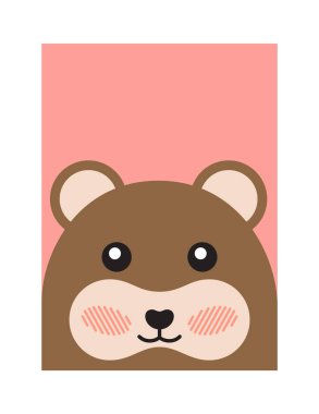 Pembe arka plan izole neşeli ayı portresi