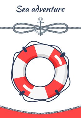 Deniz macera Poster Lifebuoy vektör çizim