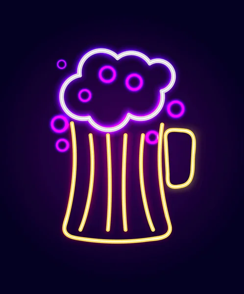Cerveja Pint com espuma Neon Sign Vector Ilustração —  Vetores de Stock