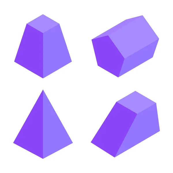 Banner Four Prisms, Collezione Elementi Geometrici — Vettoriale Stock