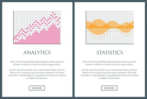 Análise e Estatística Set Vector Illustration — Vetor de Stock