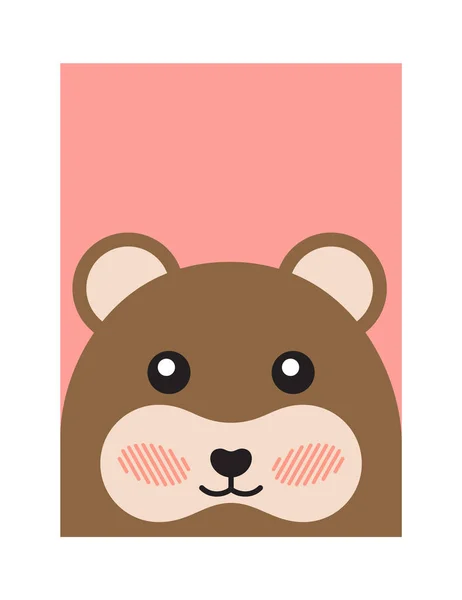 Portrait d'ours joyeux isolé sur fond rose — Image vectorielle