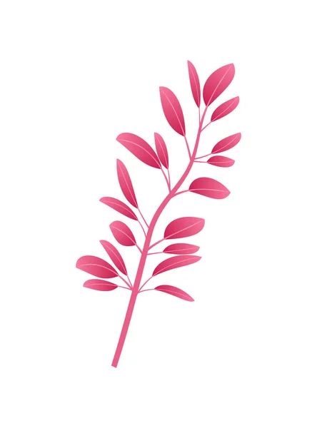 Branche mince et longue avec petites feuilles rouges inhabituelles — Image vectorielle