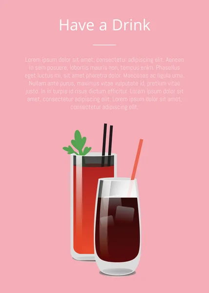 喝点血腥玛丽威士忌可乐的海报 — 图库矢量图片