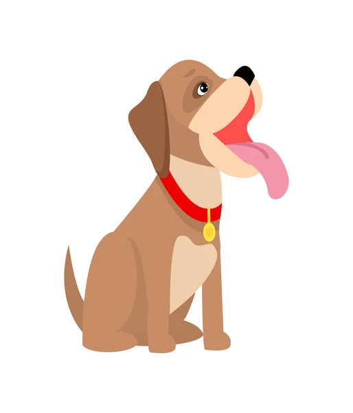 Dog with Pink Tongue Poster Vector Illustration — Stock Vector