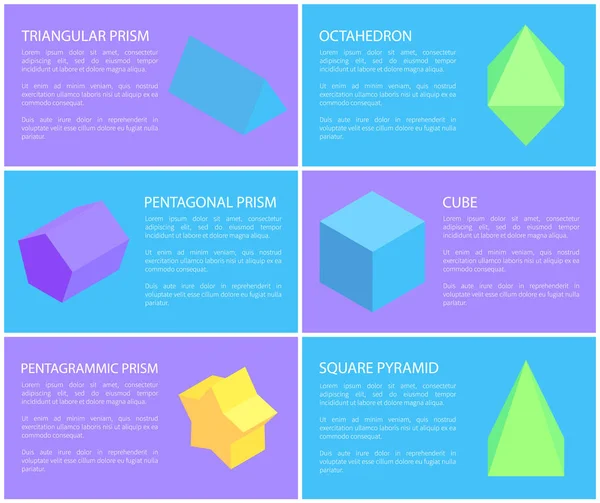 Pentagrammic vijfhoekige en driehoekig prisma's Set — Stockvector