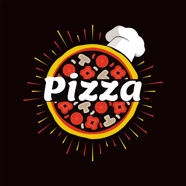 Pizza restaurace propagační znak s kuchařem Hat — Stockový vektor