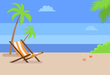 RECLINER boş Sandy Beach uzun boylu avuç içi altında