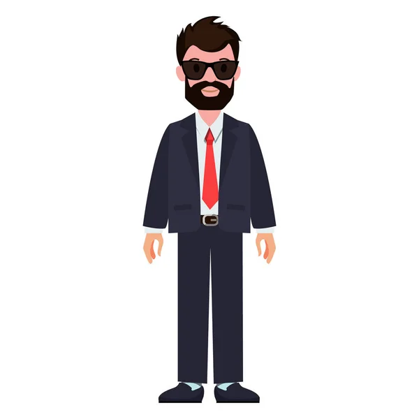 Γενειοφόρος άνδρας φορώντας κοστούμι, εικονογράφηση διάνυσμα — Διανυσματικό Αρχείο