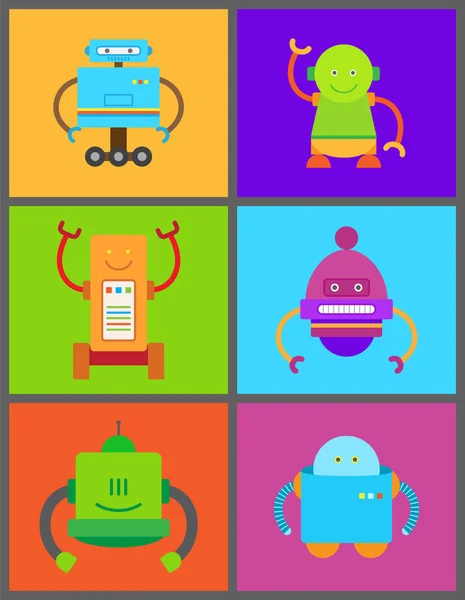 Robots en Frames-collectie vectorillustratie — Stockvector