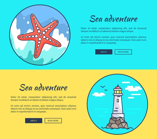 海の冒険に専用バナーの設定 — ストックベクタ