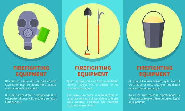 Herramientas para la lucha contra incendios en Círculos Cartel colorido — Vector de stock