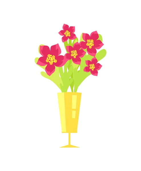 Hermosas flores en florero Icono Vector Ilustración — Archivo Imágenes Vectoriales