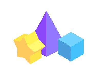 Geometrik şekiller grubunda, renk vektör çizim