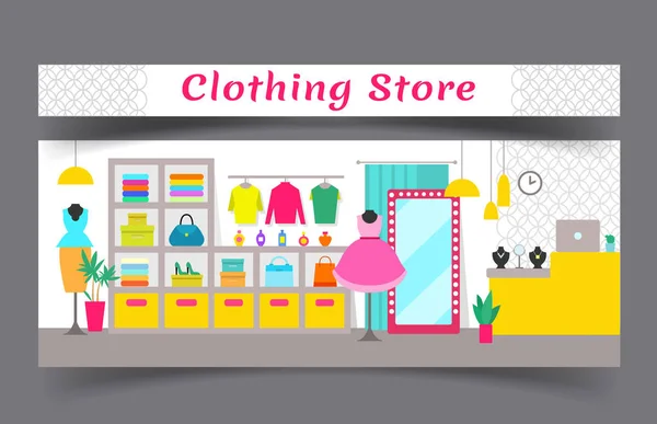 Clothing Store Composition Vector Illustration — Stock Vector