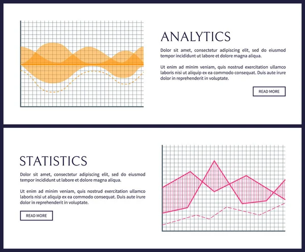 Analytics and Statistics Internet Info Pages Set — Stock Vector