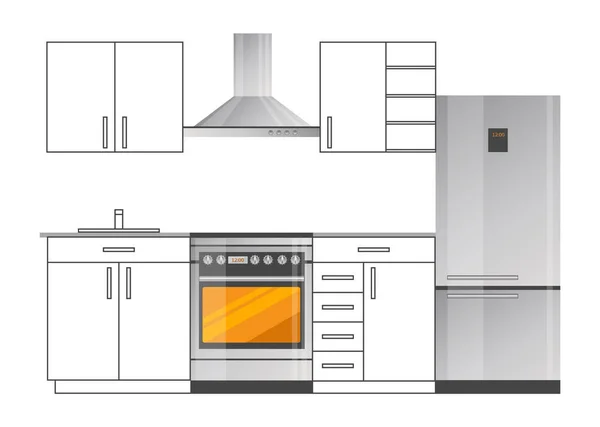 Küche stilvolles Design mit modernen Geräten — Stockvektor