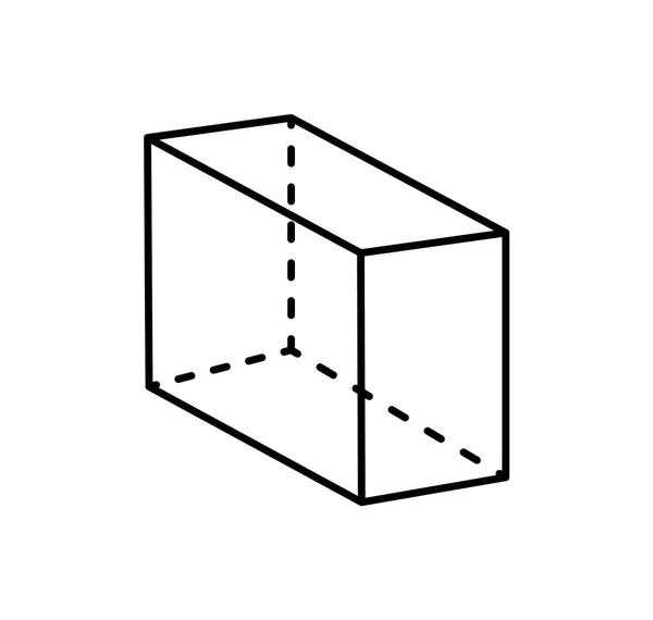 Küboid siyah geometri şekil projeksiyon kesik çizgili — Stok Vektör