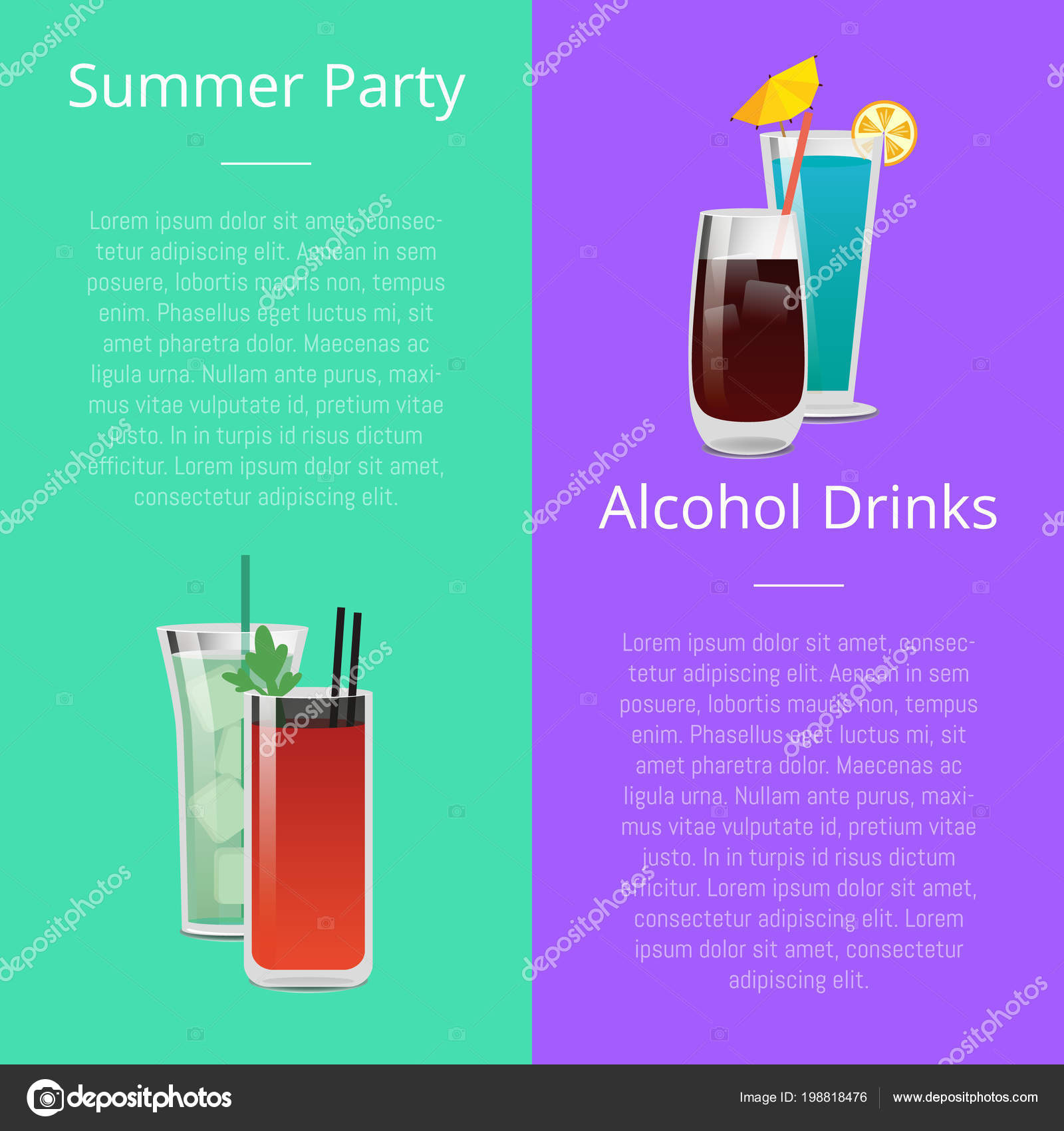 Summer Party Alcohol Drink Poster with Bloody Mary Stock Vector Image
