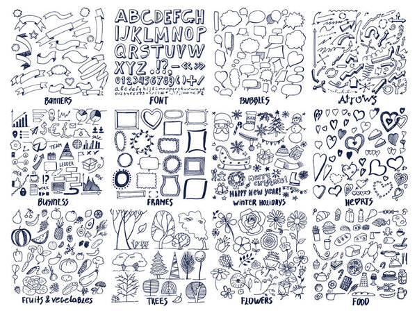 Banners and Fonts, Bubbles Vector Illustration