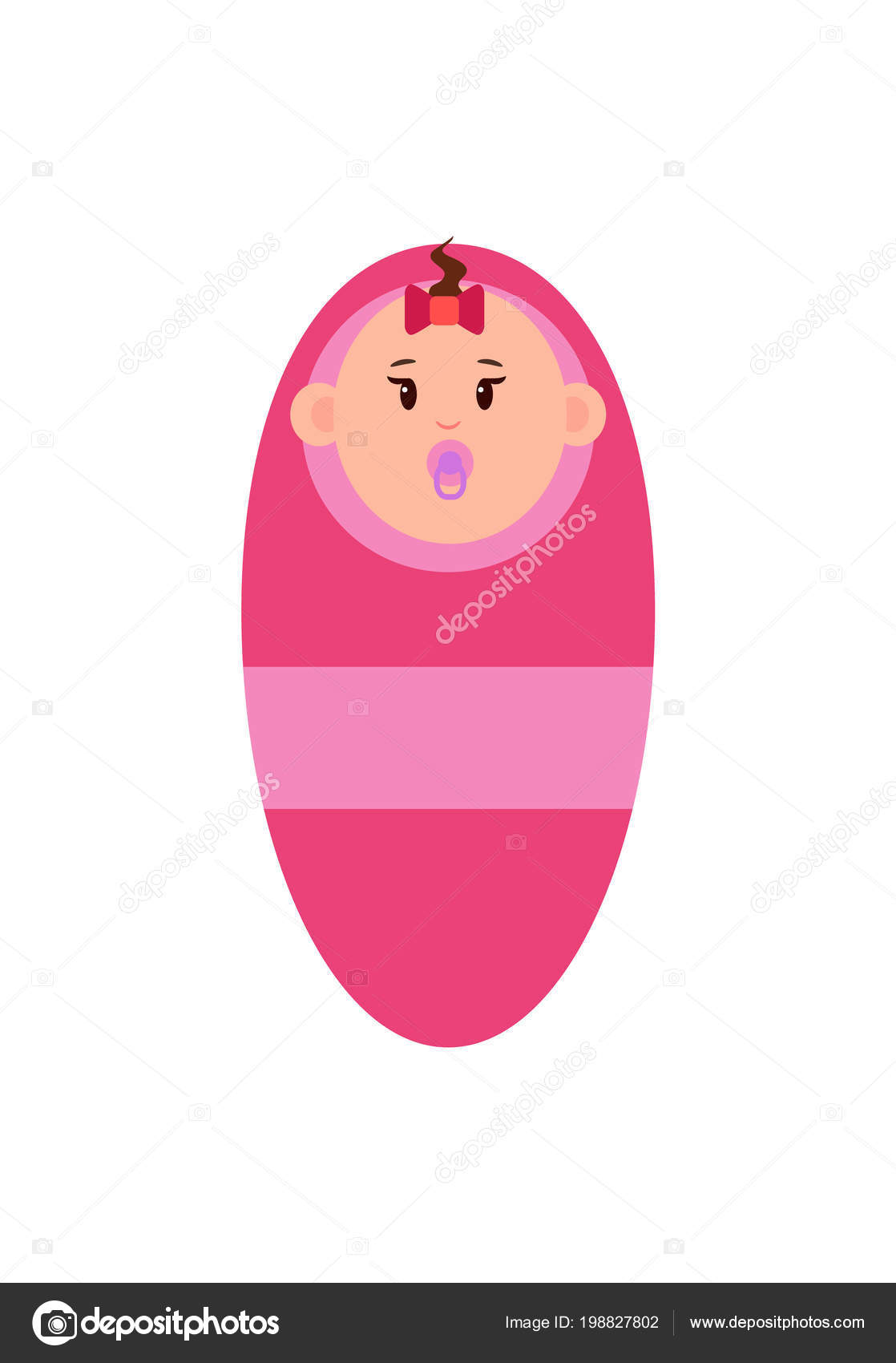 Bebe Fille Nouveau Ne Avec Sucette Enveloppe Dans Une Couverture Image Vectorielle Par Robuart C Illustration