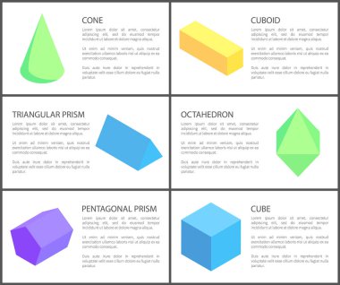 Üçgen ve Pentagonal prizmalar, geometrik Set
