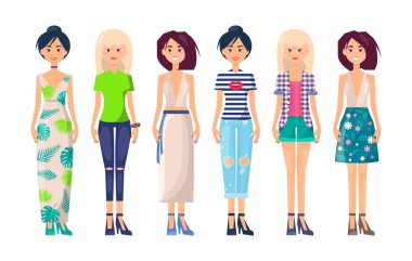 Şık kız yaz Vogue koleksiyon giyim ayarla