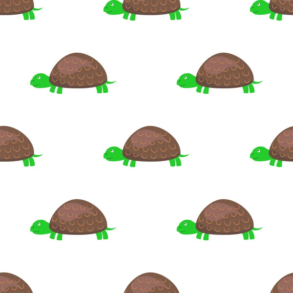 Patrón sin costura de tortuga de dibujos animados en el vector blanco — Vector de stock