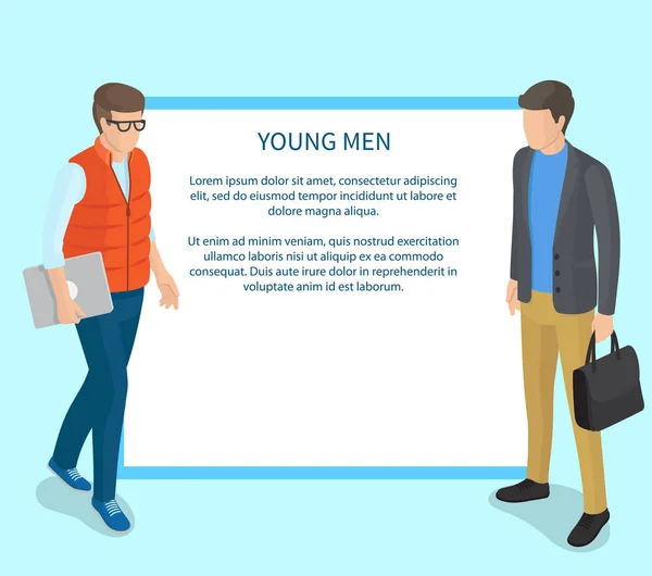 Jeunes hommes portant des vêtements décontractés Illustration — Image vectorielle