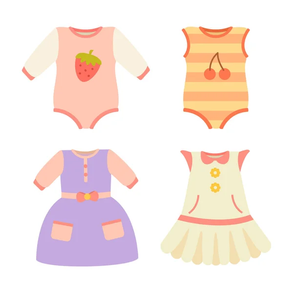 Kollektion von Babybekleidung Kleid Vektor Illustration — Stockvektor