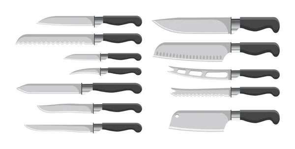 Knives Collection Kitchenware Vector Illustration — Stock Vector
