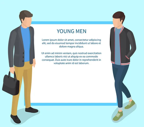 Hombres jóvenes con ropa casual Ilustración — Vector de stock