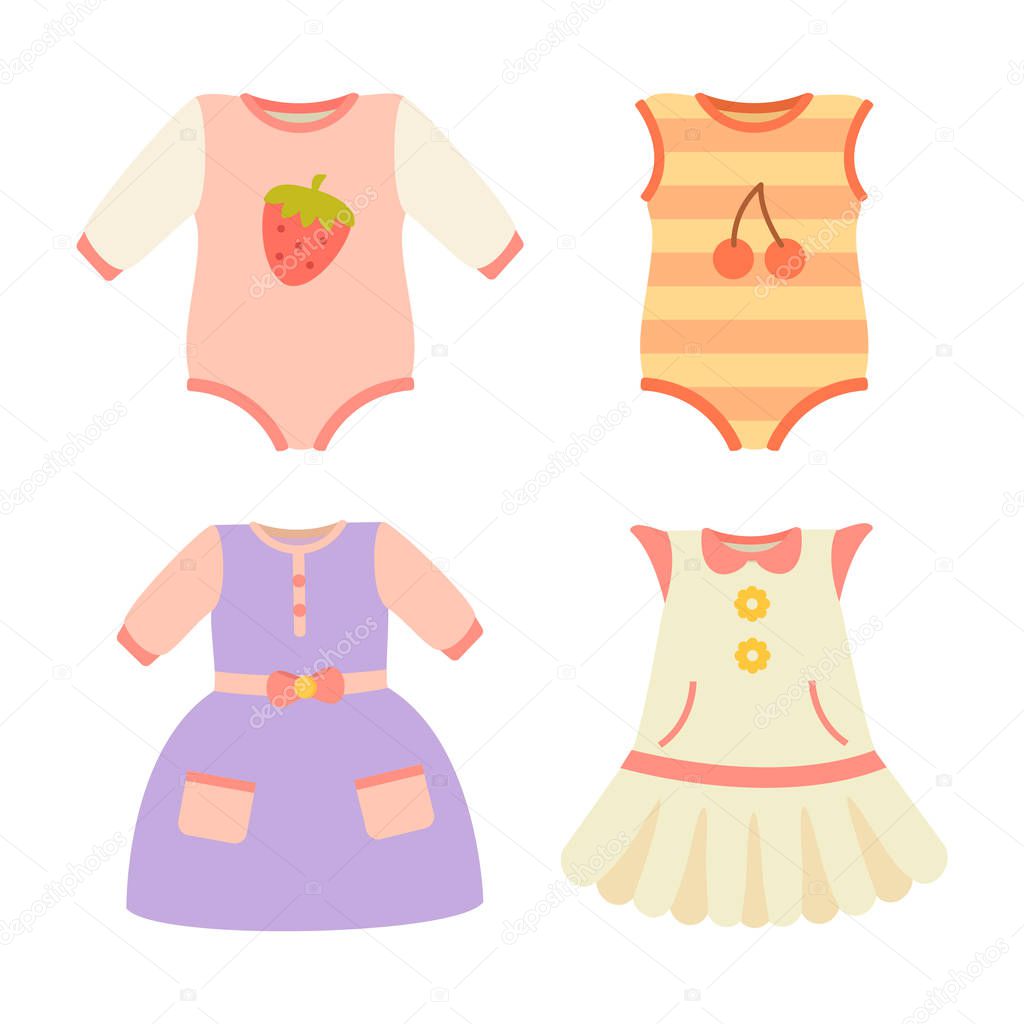 Baby Clothes Collection Dress Vector Illustration