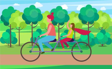 Anne ve kızı Park illüstrasyon Tandem tarihinde