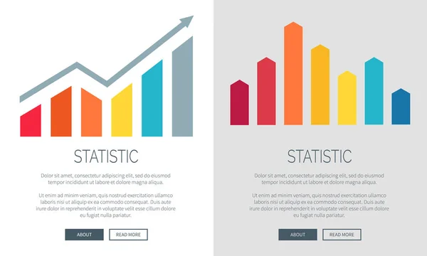 Statistische Diagramme auf Promo-Internet-Bannern gesetzt — Stockvektor