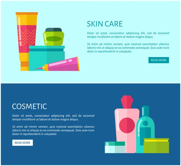Bannières Internet promotionnelles cosmétiques pour la peau — Image vectorielle