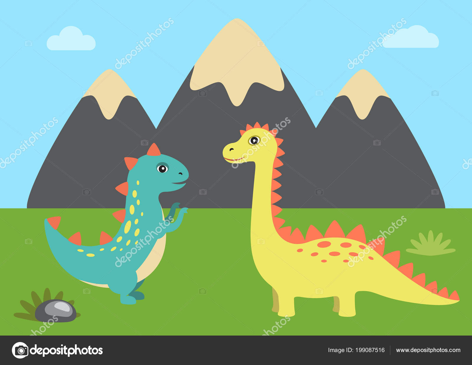Wild Nature And Dinosaurs Vector Illustration Vector Image By C Robuart Vector Stock 199087516