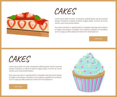 Kek çeşitli sayfa Online alışveriş vektör çizim