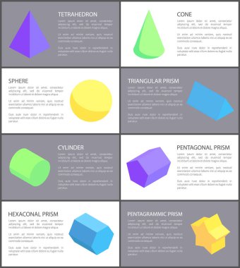 Koni kürenin silindir ve dörtyüzlü geometrik Set