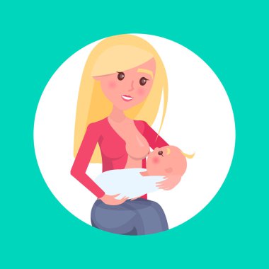 Sarışın Genç Anne onun yeni doğan bebek meme besleme