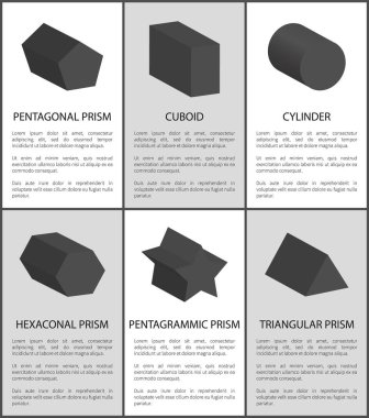 Pentagrammic Pentagonal ve altıgen prizmalar Set