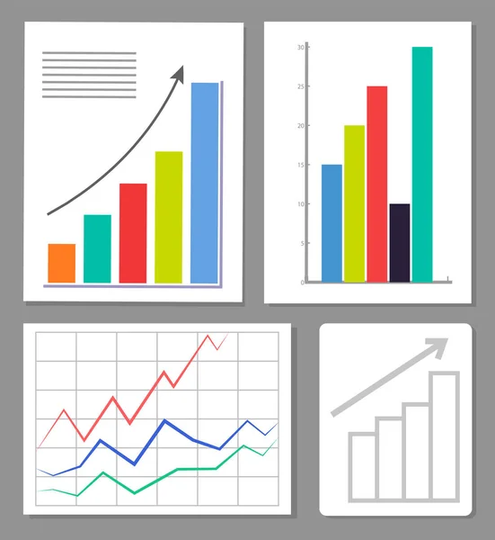 Set of Four Charts, Colorful Vector Illustration — Stock Vector