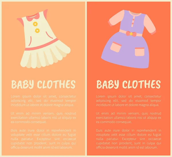İki renkli vektör çizimler bebek elbise — Stok Vektör