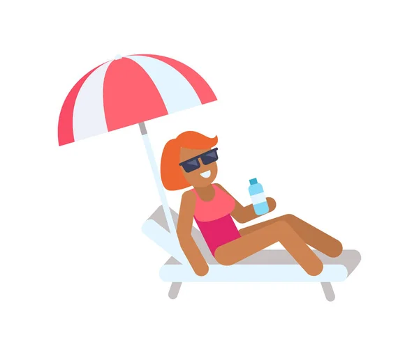 Femme mignonne en vacances Illustration vectorielle couleur — Image vectorielle
