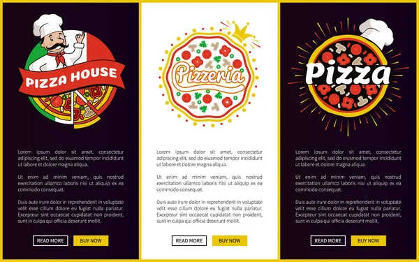 Pizzahaus Online-Werbebanner vertikal — Stockvektor
