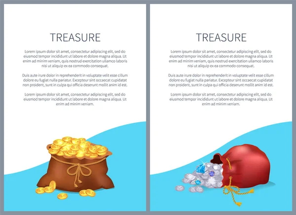 Treasure Posters with Text Vector Illustration — Stock Vector