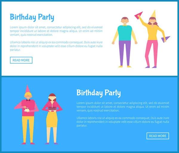 Erkek ve kadın Doğum günü parti Web posterler ayarla