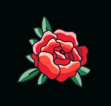 Closeup vektör çizim üzerinde tek kırmızı gül